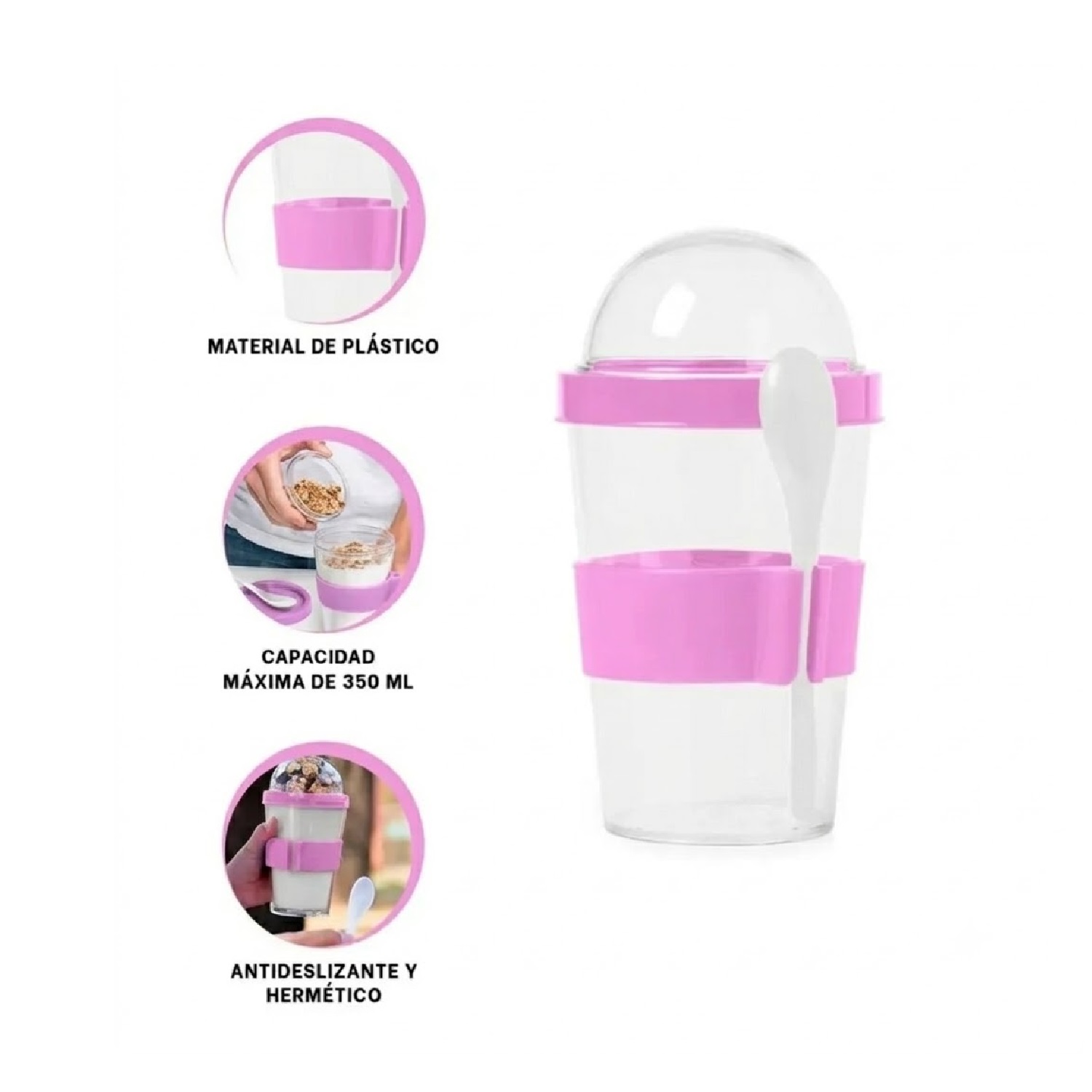 VASO PARA YOGURT CEREAL Y FRUTAS CON CUCHARA PARA HOMBRE - 7