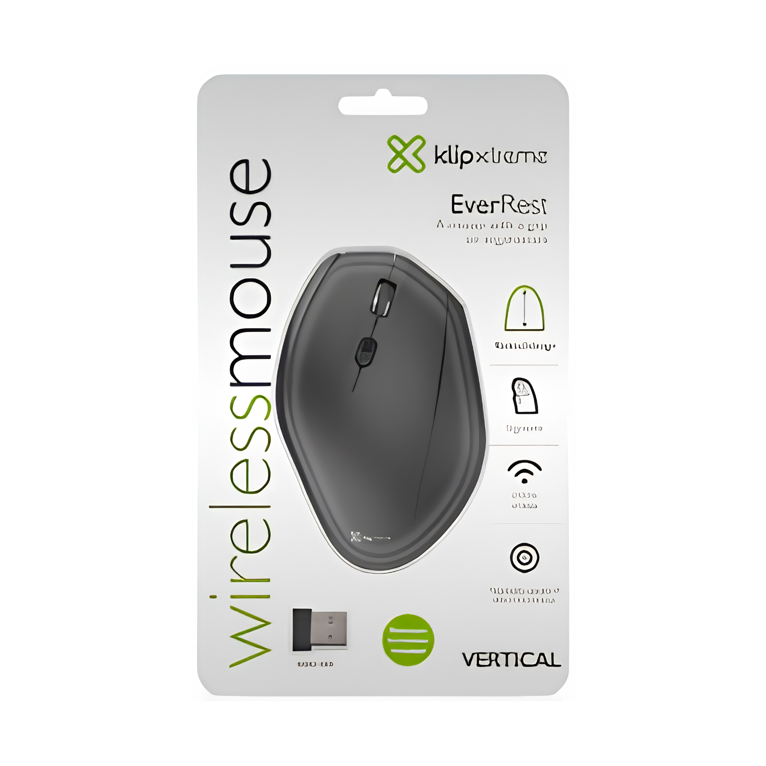 MOUSE INALÁMBRICO KLIP XTREME ERGONÓMICO VERTICAL EVERREST KMW-390 ÓPTICO, 2.4 GHZ CON 6 BOTONES - 7