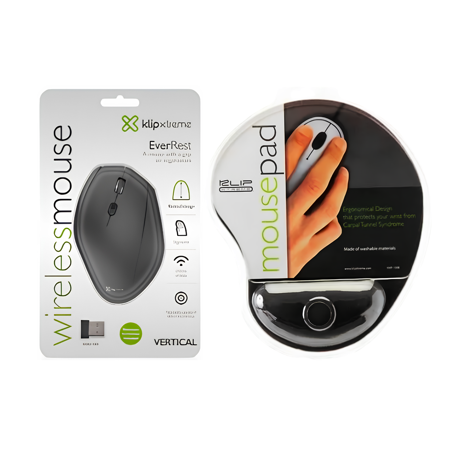 MOUSE INALÁMBRICO ERGOTRADE VERTICAL KLIP XTREME EVERREST ÓPTICO, Y PAD KLIP XTREME CON ALFOMBRILLA Y GEL KIT ERGONÓMICO - 7
