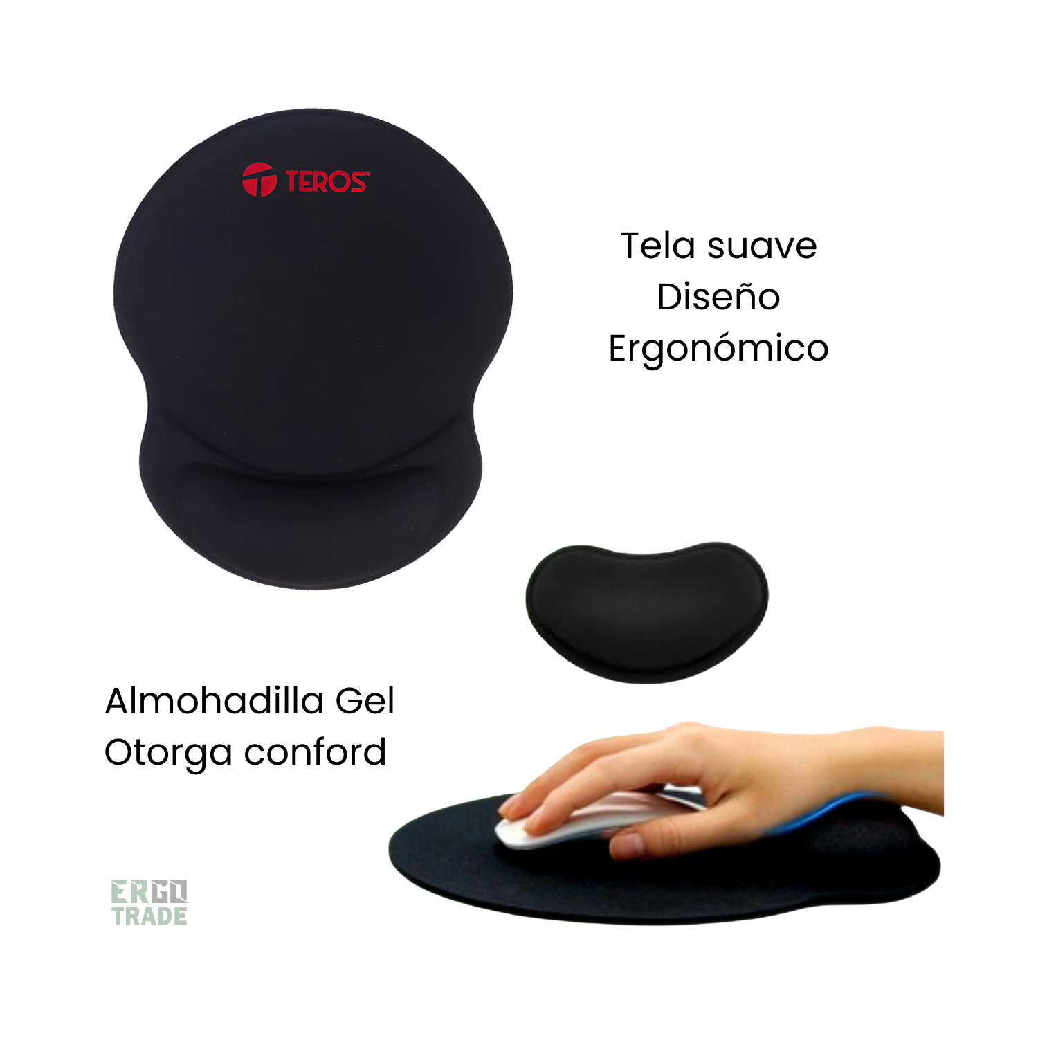 MOUSE PAD TEROS TE-3015S ERGONÓMICO CON REPOSAMUÑECAS DE GEL - 3
