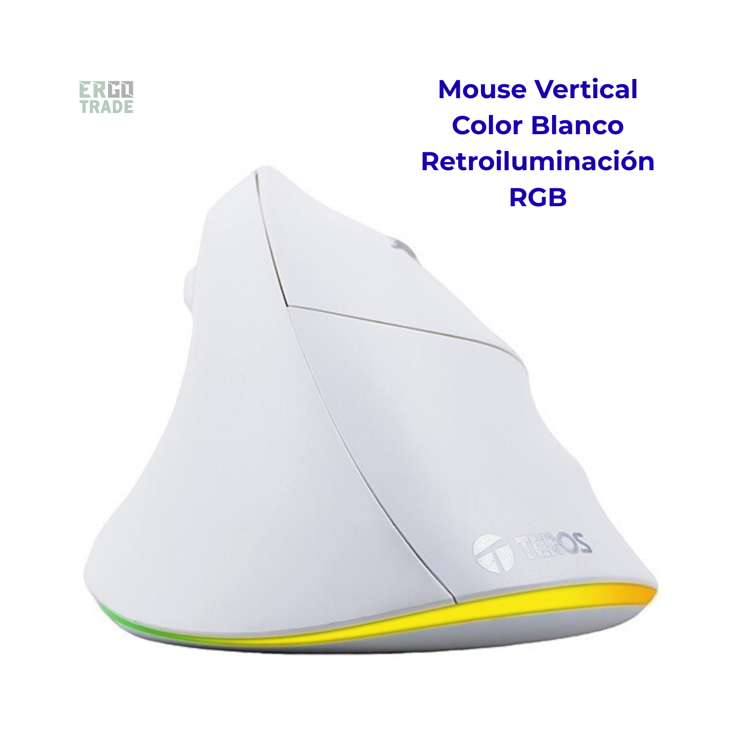 MOUSE ERGONÓMICO VERTICAL TEROS TE-1236S, INALÁMBRICO, RECARGABLE, DE COLOR BLANCO - 2