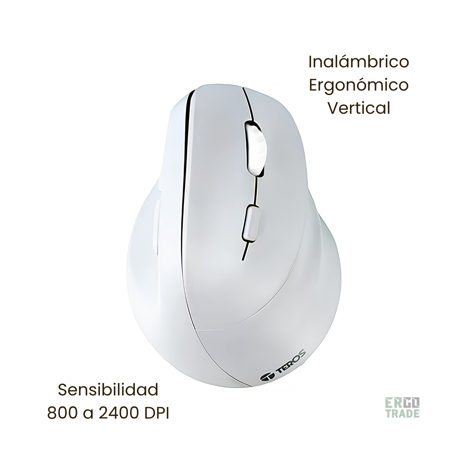 MOUSE VERTICAL TEROS TE1236S INALÁMBRICO, RECARGABLE, COLOR BLANCO Y MOUSE PAD TEROS CON ALMOHADILLA GEL. PACK ERGONÓMICO - 3