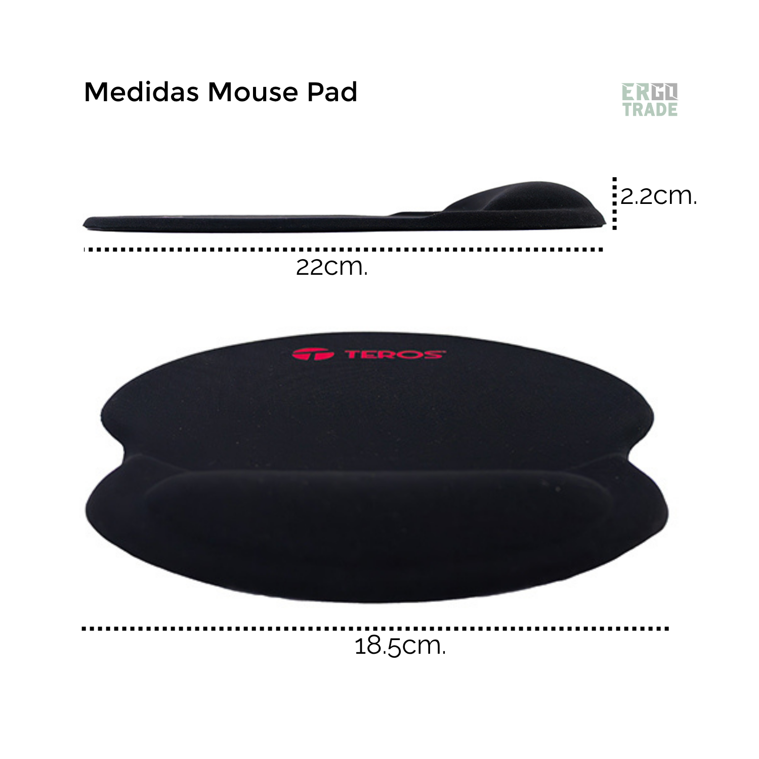 MOUSE VERTICAL TEROS TE5169N INALÁMBRICO, RECARGABLE, COLOR NEGRO Y MOUSE PAD TEROS CON ALMOHADILLA GEL. PACK ERGONÓMICO - 6