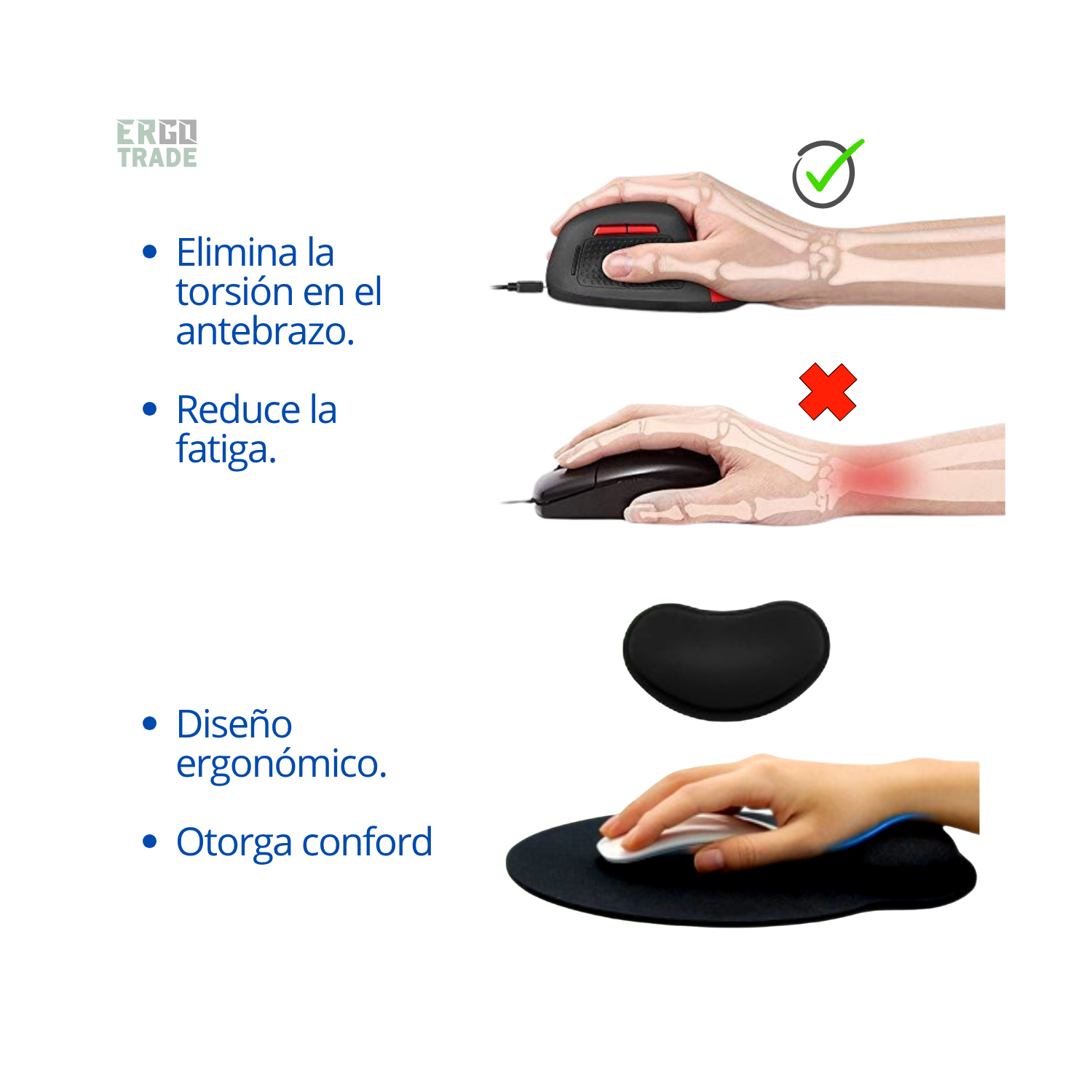 MOUSE VERTICAL TEROS TE5169N INALÁMBRICO, RECARGABLE, COLOR NEGRO Y MOUSE PAD TEROS CON ALMOHADILLA GEL. PACK ERGONÓMICO - 8