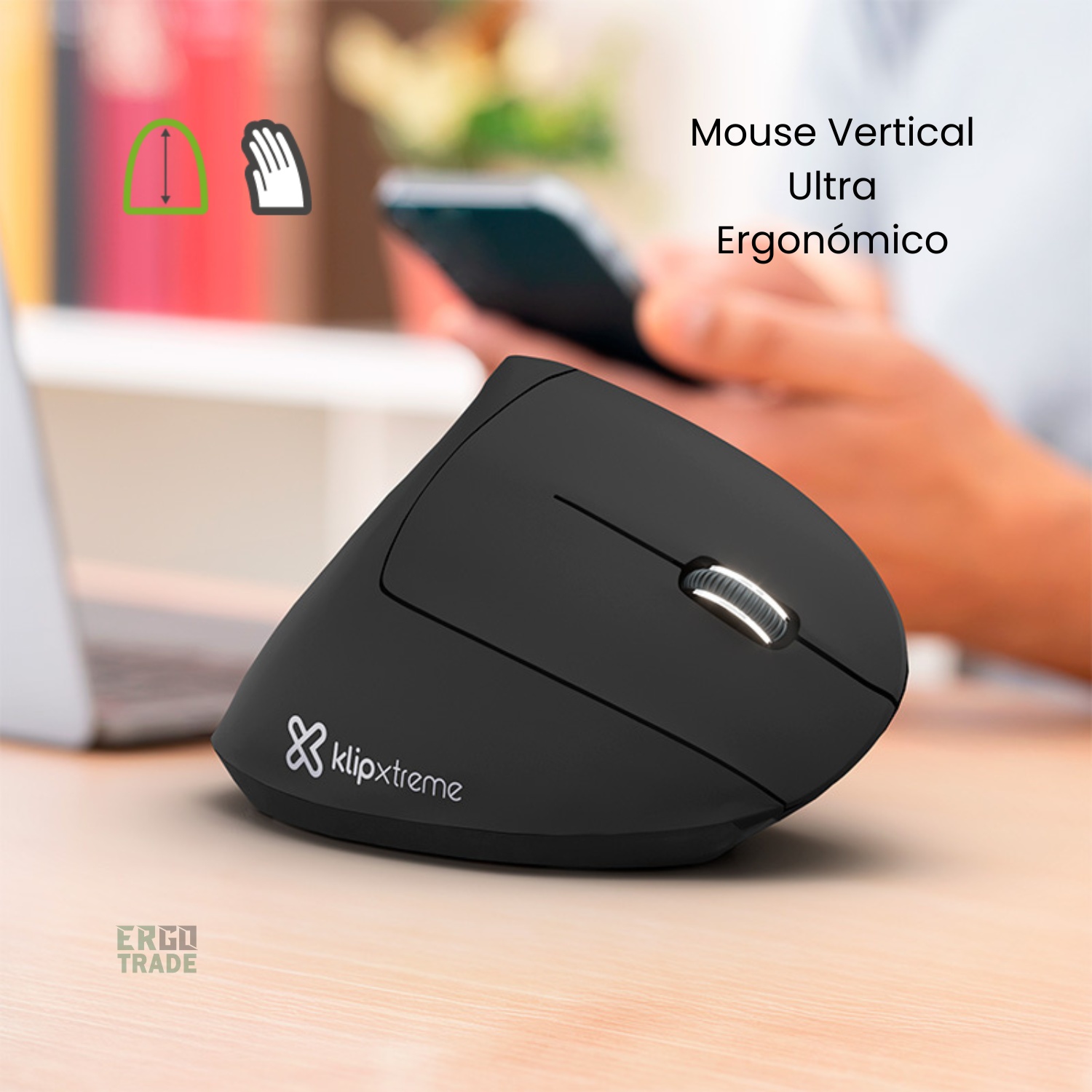 MOUSE VERTICAL ULTRA ERGONÓMICO KLIP XTREME EVEREST MAX KMW-850, INALÁMBRICO Y RECARGABLE - 2