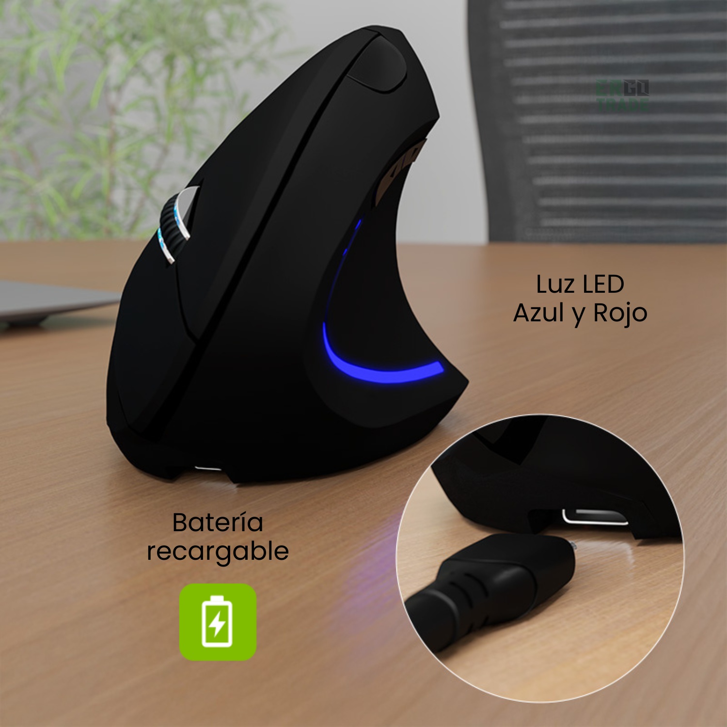 MOUSE VERTICAL ULTRA ERGONÓMICO KLIP XTREME EVEREST MAX KMW-850, INALÁMBRICO Y RECARGABLE - 6