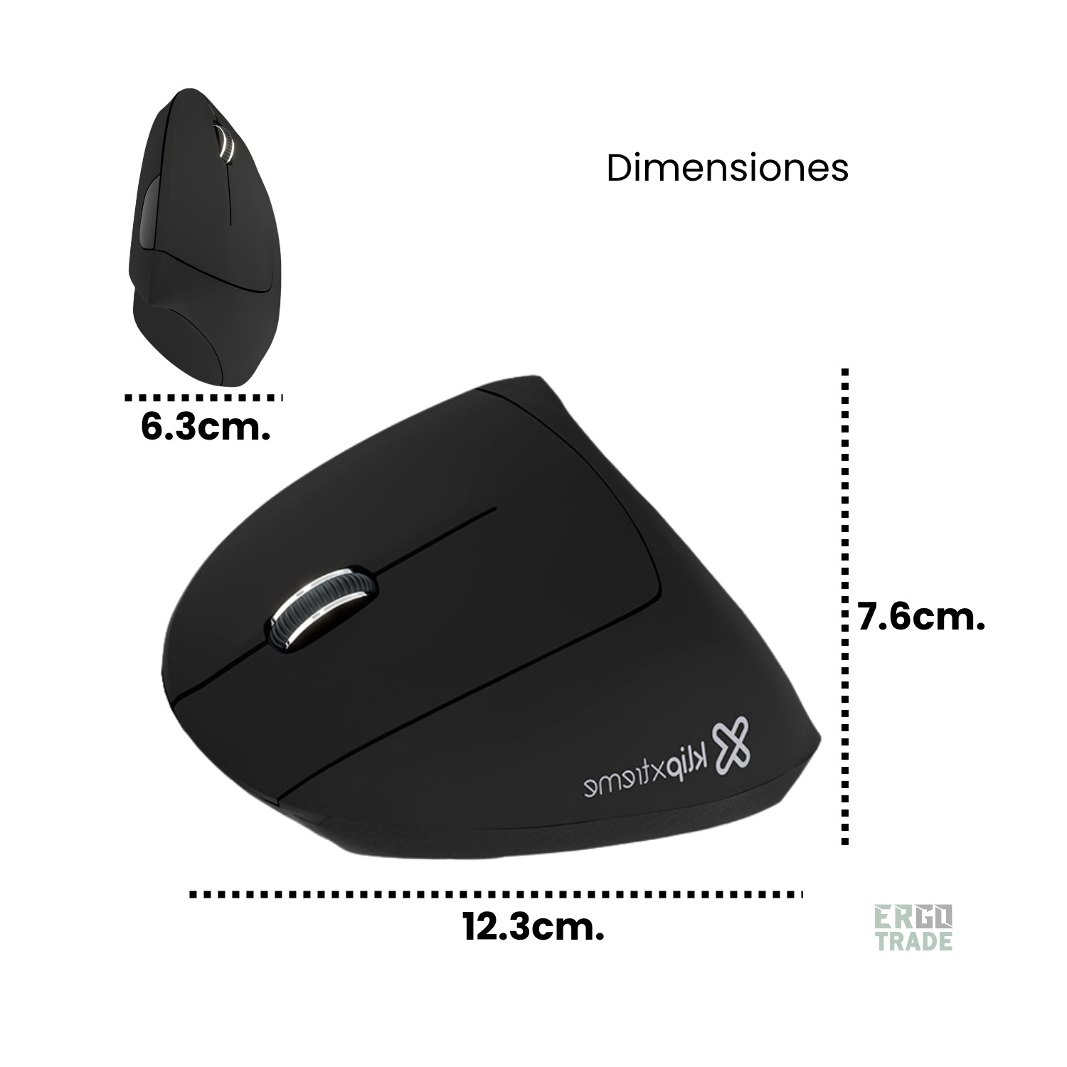 MOUSE VERTICAL ULTRA ERGONÓMICO KLIP XTREME EVEREST MAX KMW-850, INALÁMBRICO Y RECARGABLE - 7