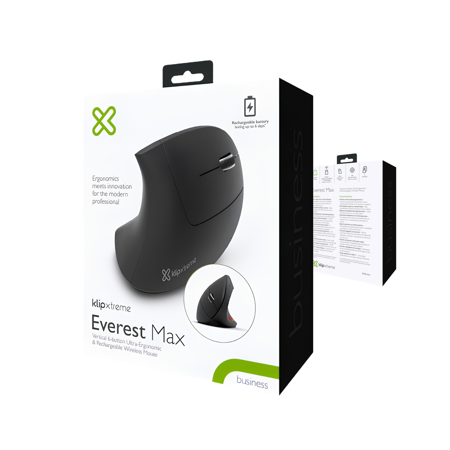 MOUSE VERTICAL ULTRA ERGONÓMICO KLIP XTREME EVEREST MAX KMW-850, INALÁMBRICO Y RECARGABLE - 8
