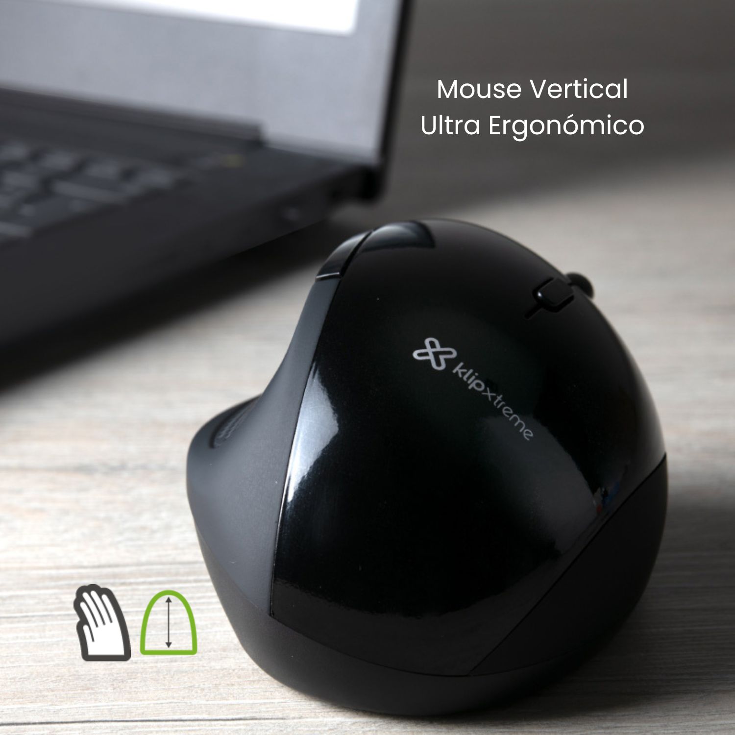 MOUSE ERGONÓMICO KLIP XTREME ORBIX KMW-500BK, INALÁMBRICO, SEMI VERTICAL, 2.4 GHZ Y 6 BOTONES - 2
