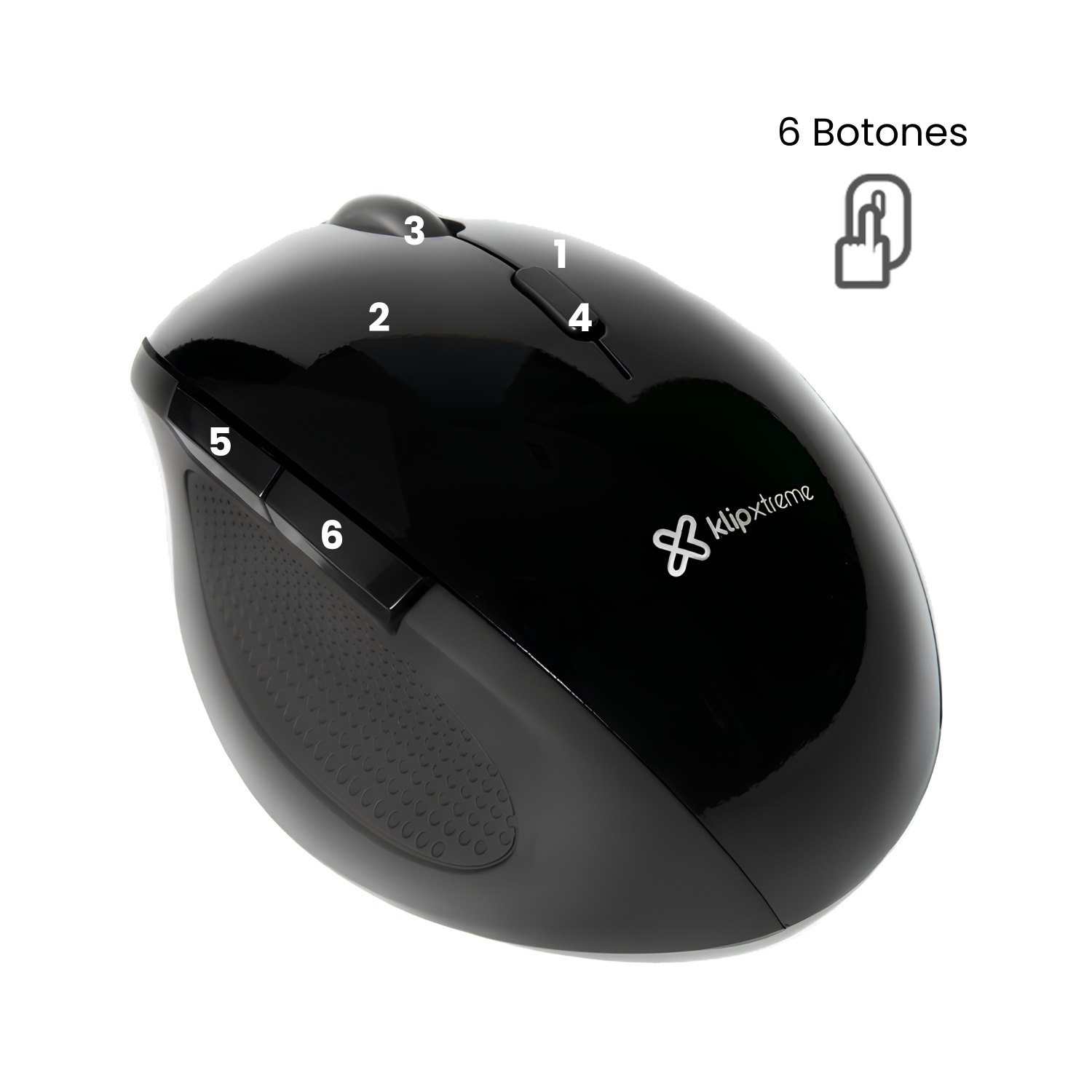 MOUSE ERGONÓMICO KLIP XTREME ORBIX KMW-500BK, INALÁMBRICO, SEMI VERTICAL, 2.4 GHZ Y 6 BOTONES - 4