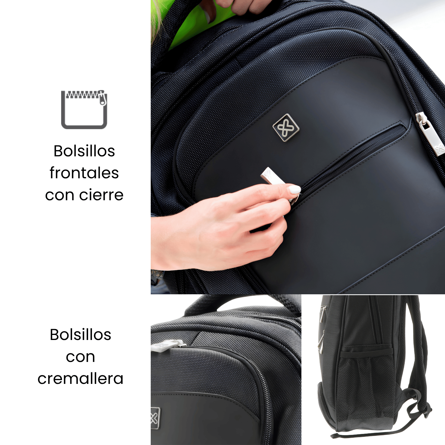 MOCHILA PORTA LAPTOP KLIP XTREME TUNDRA KNB-575 ERGONÓMICO, ACOLCHADO Y DETALLES EN SÍMIL CUERO - 3