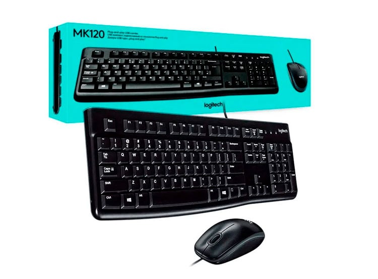 TECLADO LOGITECH + MOUSE MK120 USB SP BLACK PN 920-004428 - 1