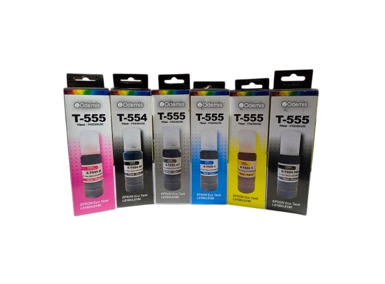 KIT TINTA EPSON T554 Y T555 COMPATIBLE PARA ECOTANK L8160, L8180 - 1