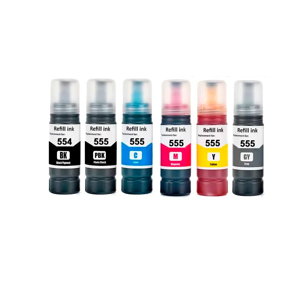 KIT TINTA EPSON T554 Y T555 COMPATIBLE PARA ECOTANK L8160, L8180 - 3