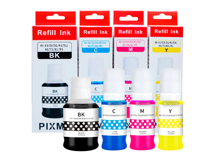 KIT TINTA CANON GI-11 COMPATIBLE NEGRO Y COLORES - 1