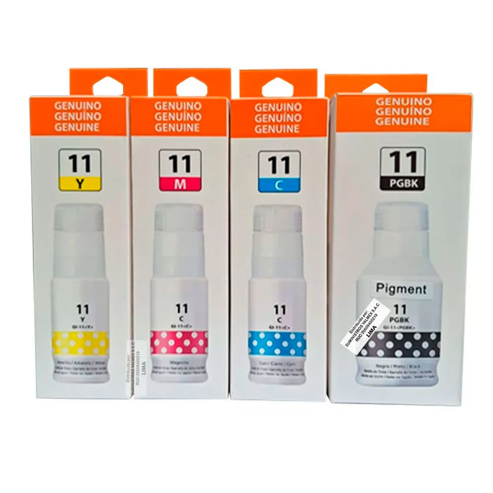KIT TINTA CANON GI-11 COMPATIBLE NEGRO Y COLORES - 2