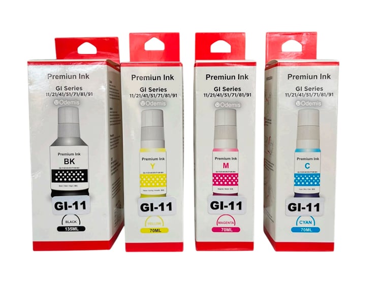 KIT TINTA CANON GI-11 COMPATIBLE NEGRO Y COLORES - 3