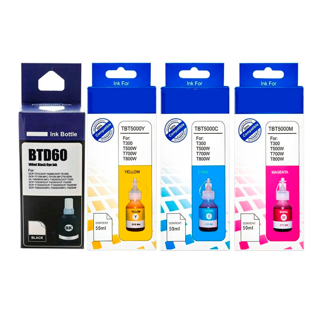 PACK JUEGO DE TINTA BROTHER BTD-60BK Y TRIPACK 5001 COMPATIBLE - 1