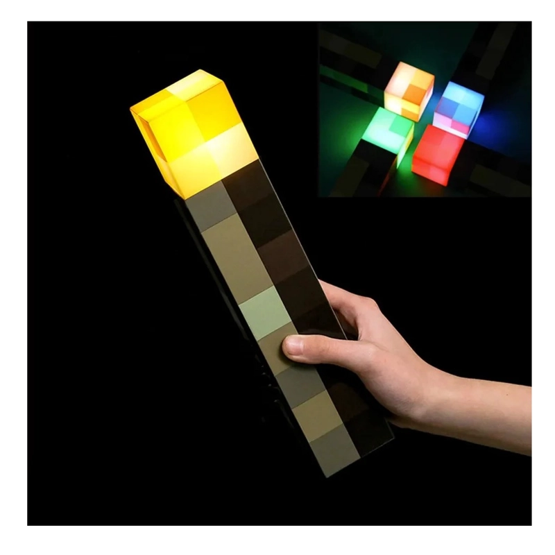 LAMPARA ANTORCHA MULTICOLOR LED 4 COLORES TIPO MINECRAFT - 2