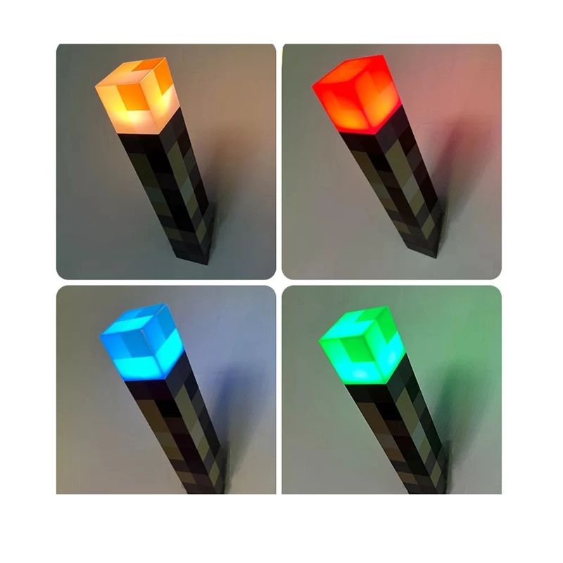 LAMPARA ANTORCHA MULTICOLOR LED 4 COLORES TIPO MINECRAFT - 4