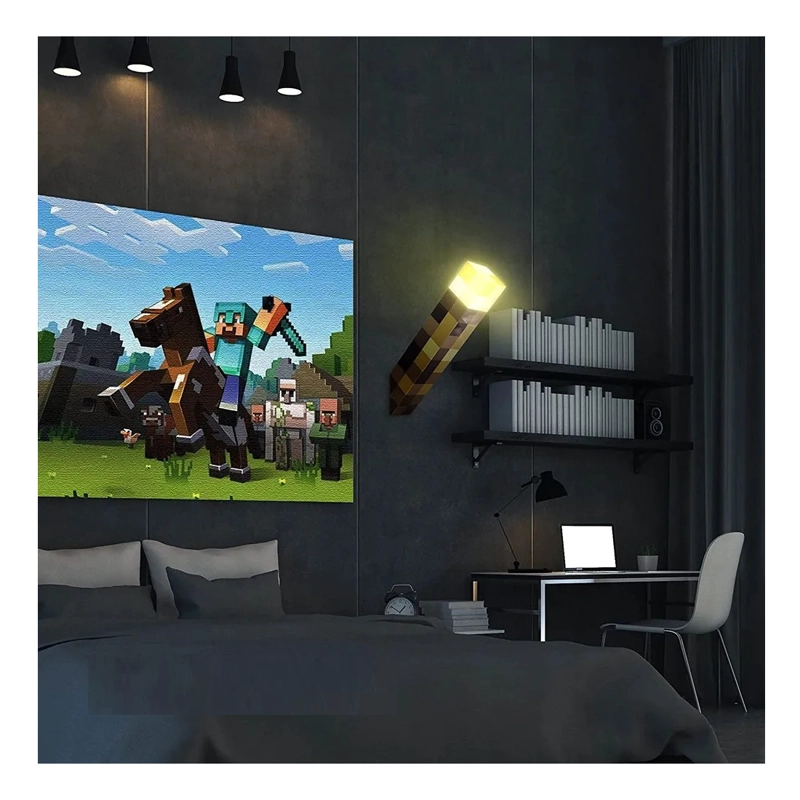 LAMPARA ANTORCHA MULTICOLOR LED 4 COLORES TIPO MINECRAFT - 6