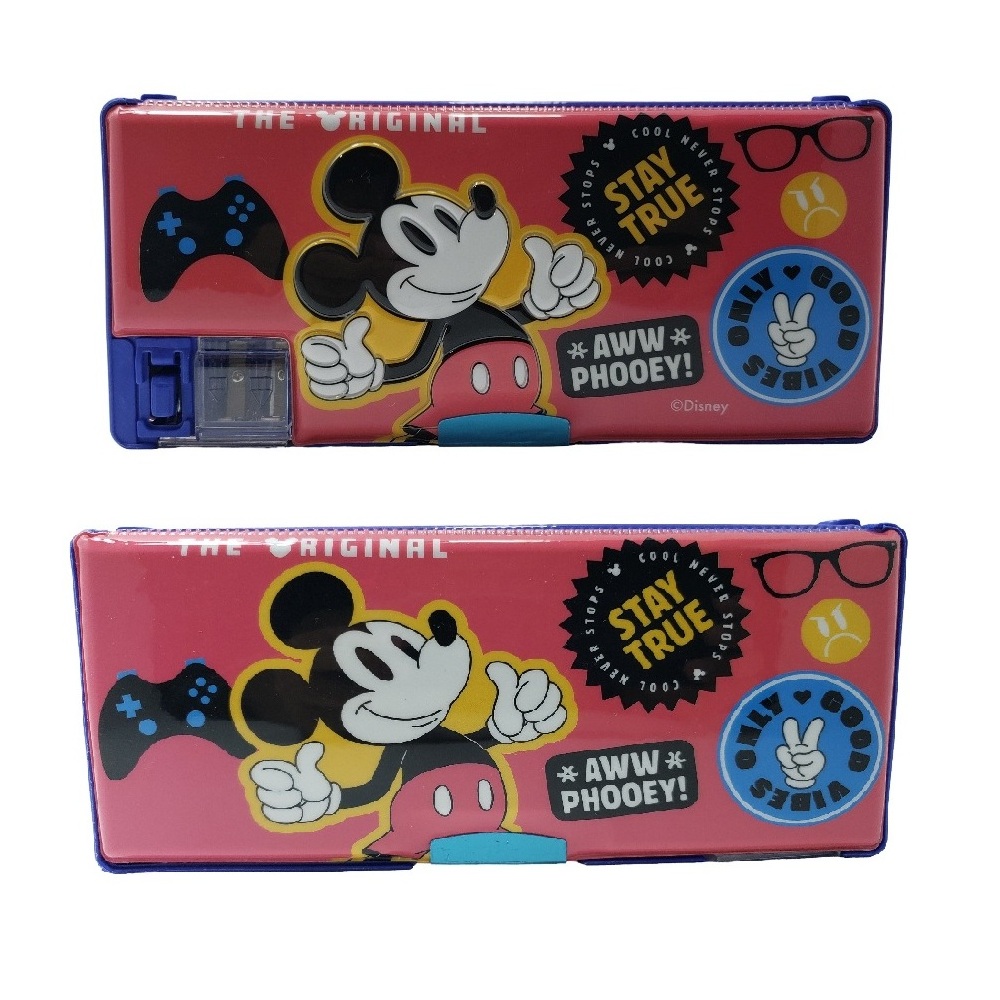 CARTUCHERA IMANTADA DOBLE COMPARTIMENTO DOBLE TAJADOR LINTERNA LED DISEÑO MICKEY MOUSE EN ALTO RELIEVE - 2