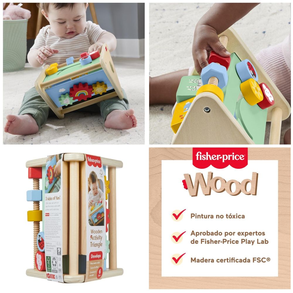 JUGUETE PARA BEBÉS FISHER PRICE TRIÁNGULO DE ACTIVIDADES DE MADERA - 7