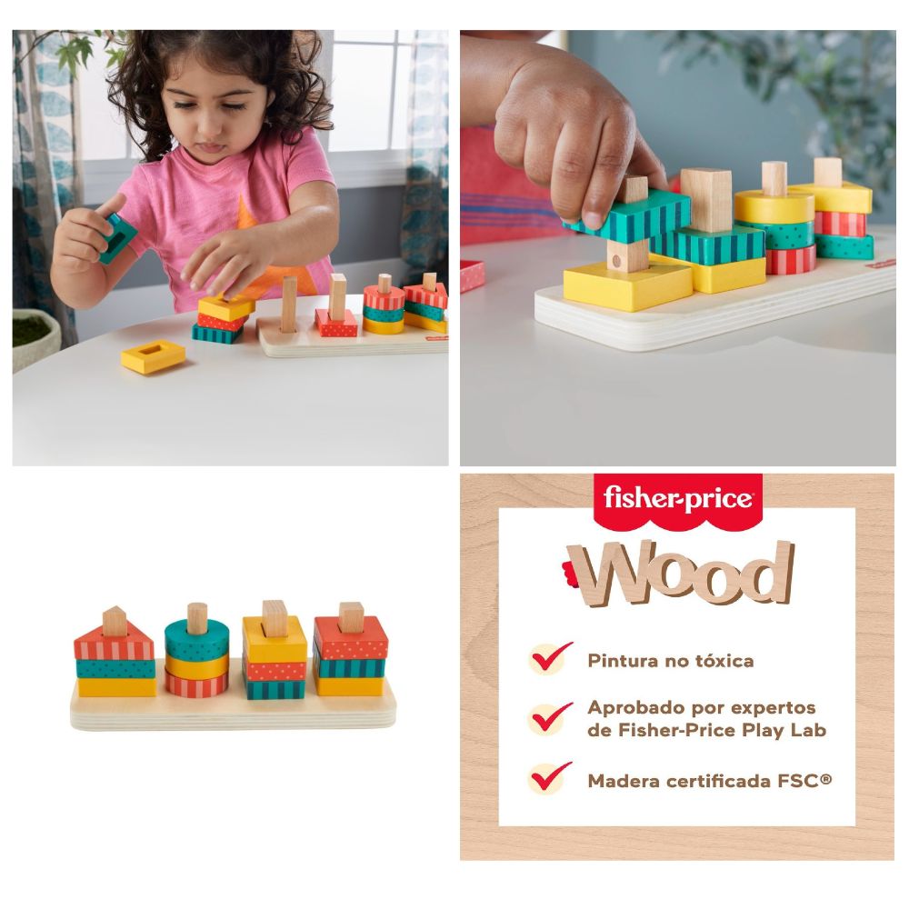 JUGUETE PARA BEBÉS FISHER PRICE CLASIFICADOR DE FORMAS DE MADERA - 6