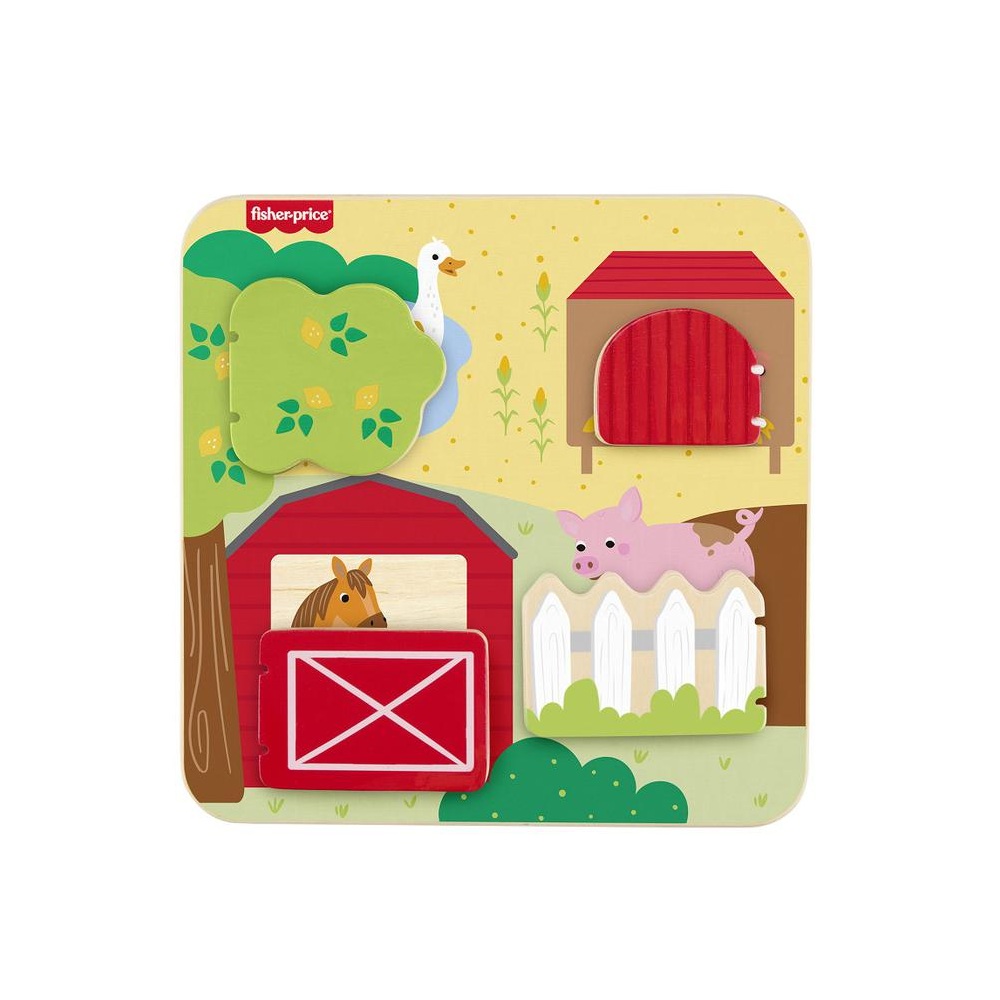 JUGUETE PARA BEBÉS FISHER PRICE TABLERO DE MADERA DE ANIMALES DE GRANJA - 3