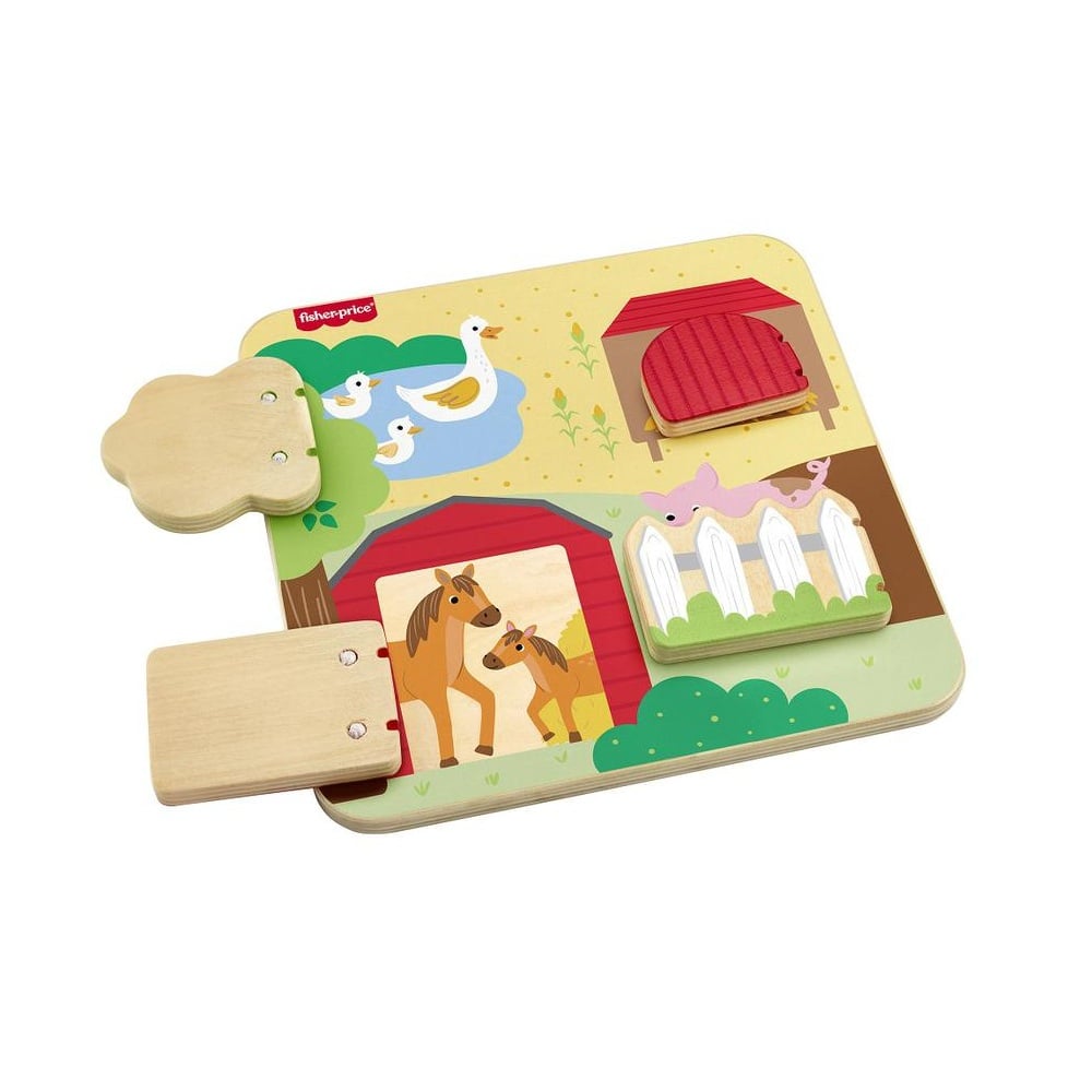 JUGUETE PARA BEBÉS FISHER PRICE TABLERO DE MADERA DE ANIMALES DE GRANJA - 4