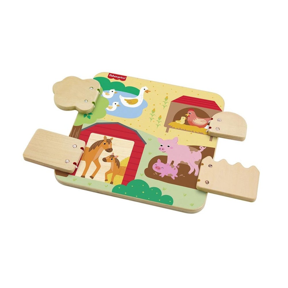 JUGUETE PARA BEBÉS FISHER PRICE TABLERO DE MADERA DE ANIMALES DE GRANJA - 5
