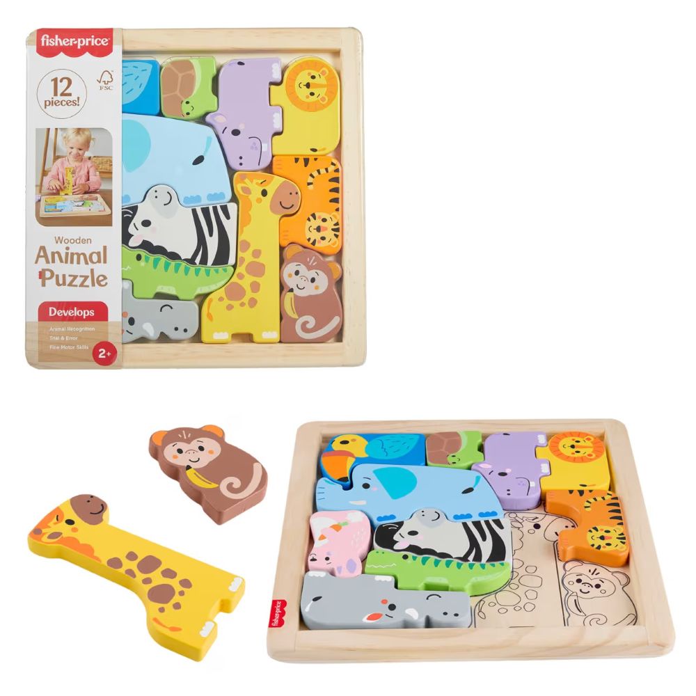 JUGUETE PARA BEBÉS FISHER PRICE ROMPECABEZAS ZOOLÓGICO DE MADERA - 1