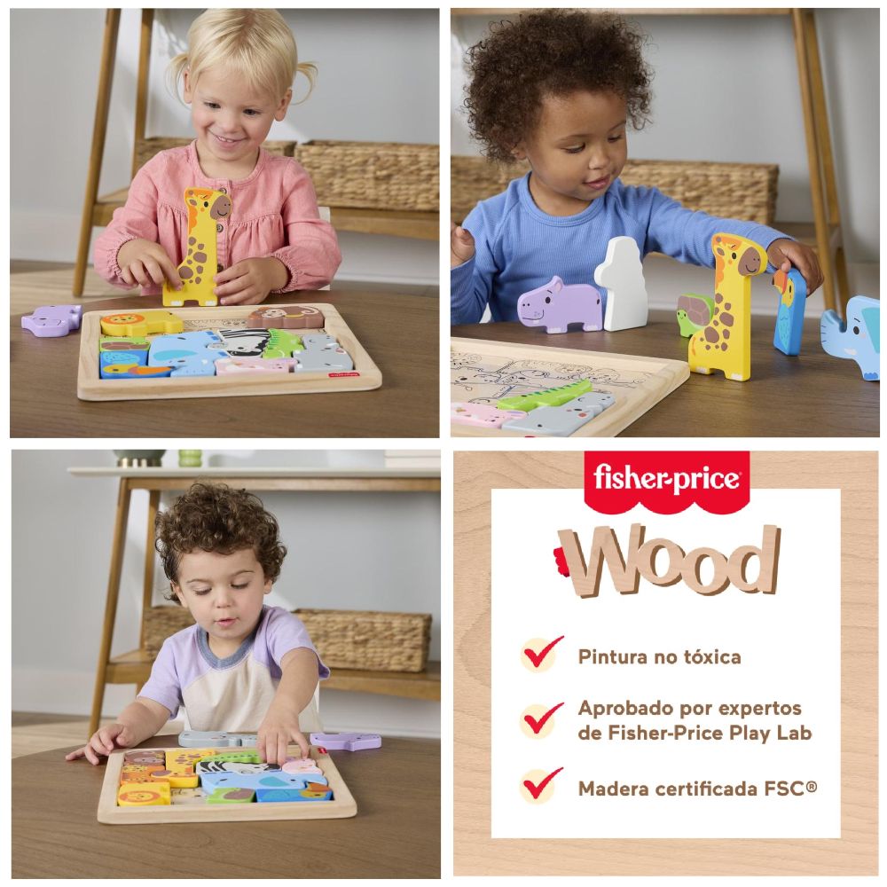 JUGUETE PARA BEBÉS FISHER PRICE ROMPECABEZAS ZOOLÓGICO DE MADERA - 7