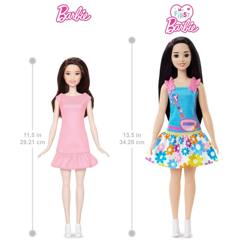 MUÑECA MI PRIMERA BARBIE CABELLO NEGRO CON FALDA DE FLORES - 4