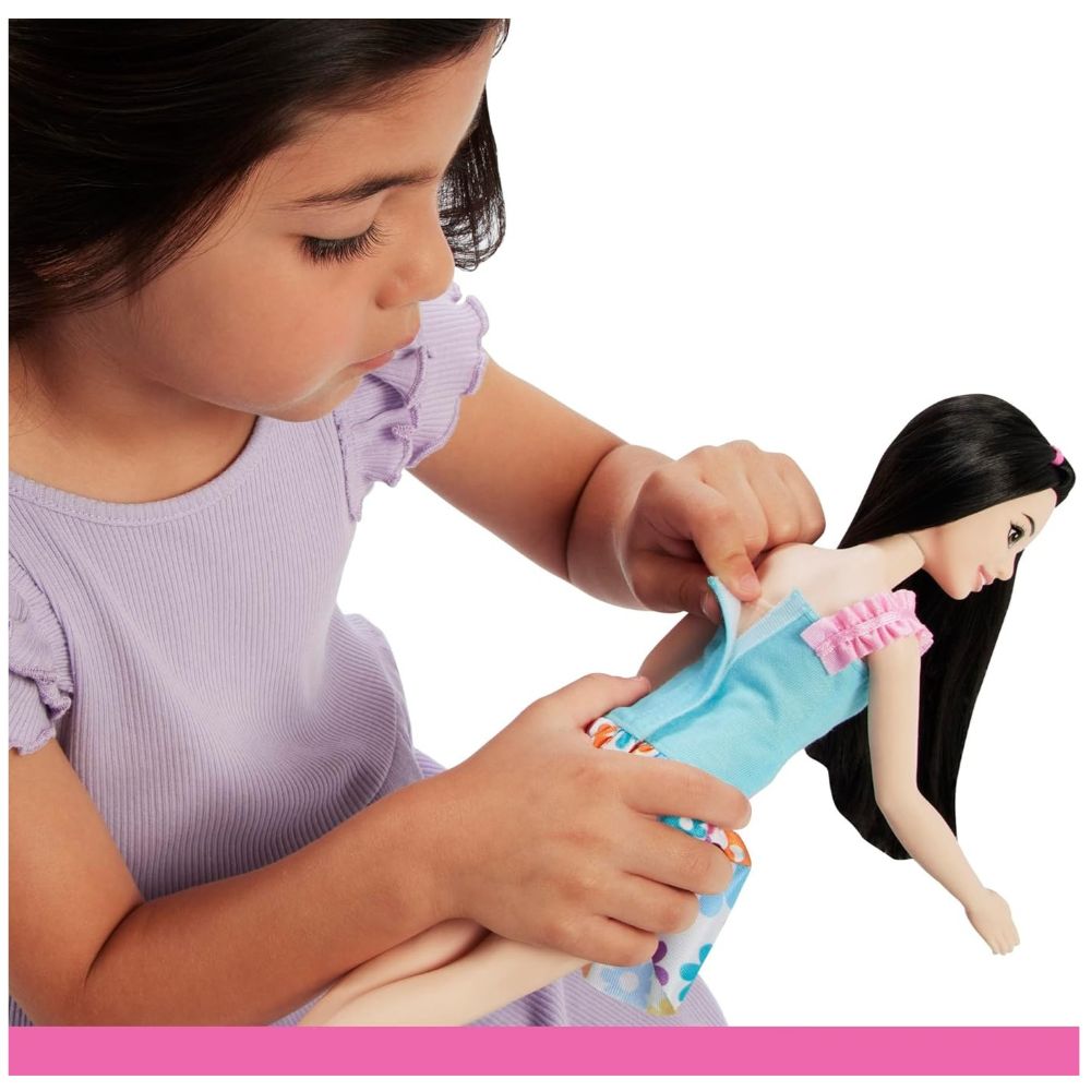 MUÑECA MI PRIMERA BARBIE CABELLO NEGRO CON FALDA DE FLORES - 5