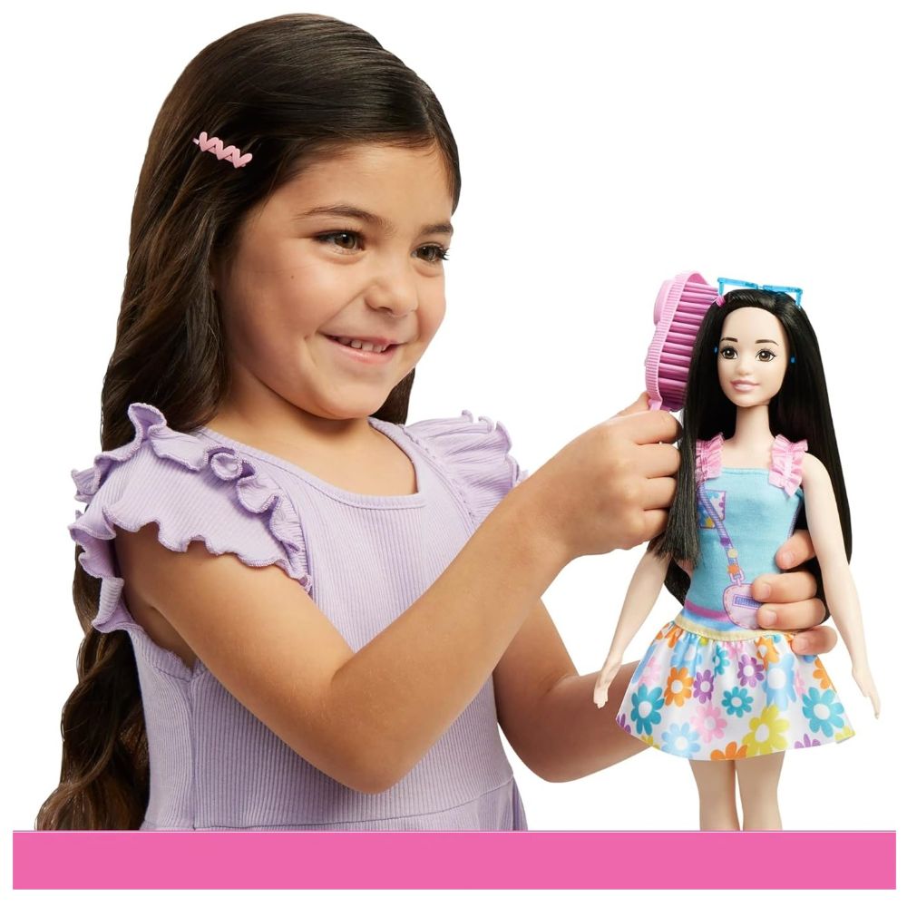 MUÑECA MI PRIMERA BARBIE CABELLO NEGRO CON FALDA DE FLORES - 6