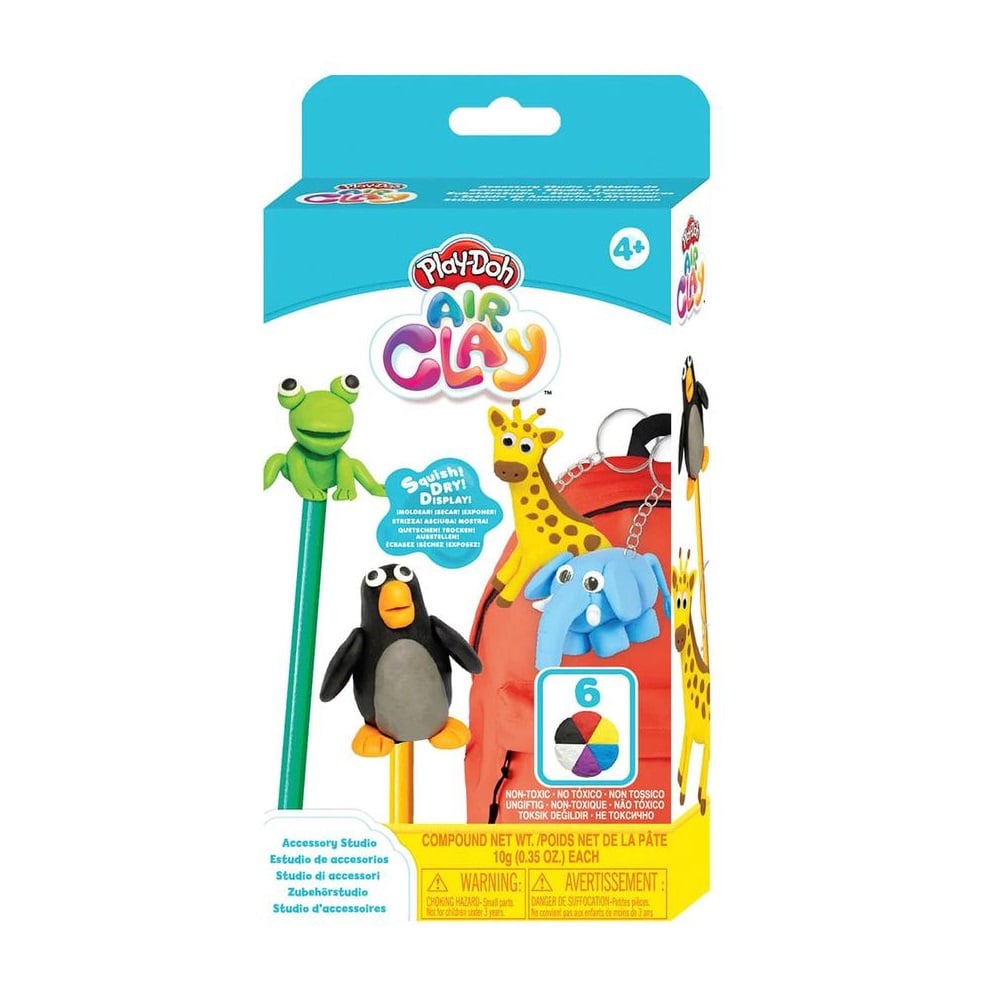 SET MASAS Y PLASTILINAS PLAY DOH AIR CLAY LLAVEROS DE ANIMALES CON ACCESORIOS - 1
