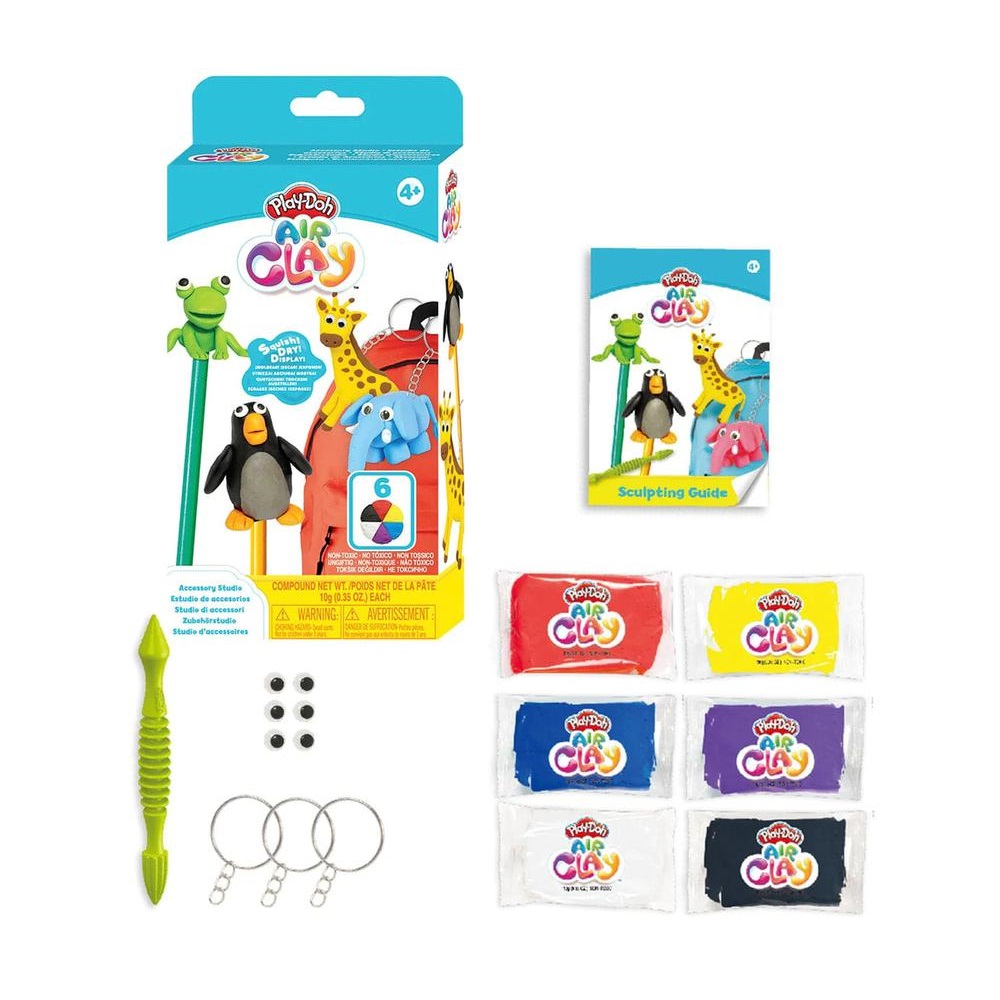 SET MASAS Y PLASTILINAS PLAY DOH AIR CLAY LLAVEROS DE ANIMALES CON ACCESORIOS - 2