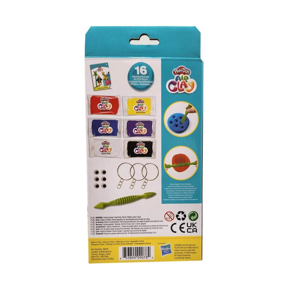 SET MASAS Y PLASTILINAS PLAY DOH AIR CLAY LLAVEROS DE ANIMALES CON ACCESORIOS - 6