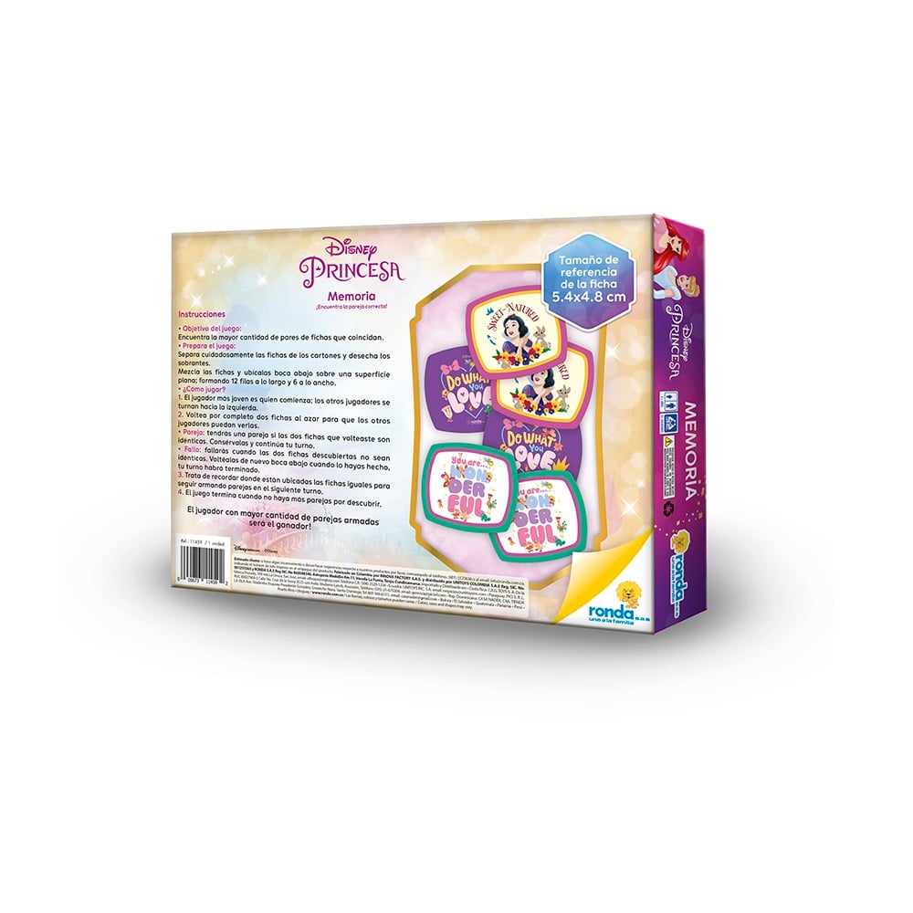 JUEGO DE MESA RONDA MEMORIA PRINCESAS DISNEY 72 PIEZAS - 5