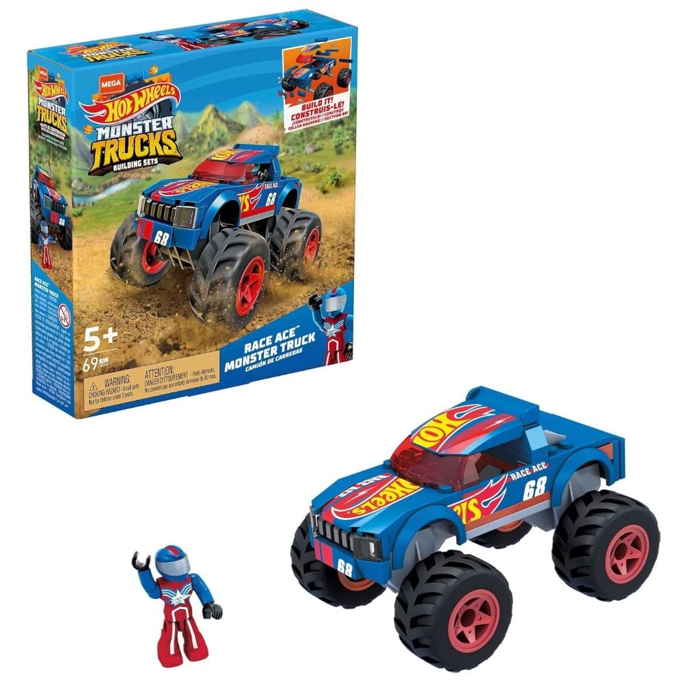 MEGABLOKS HOT WHEELS MONSTER TRUCK RACE ACE 69 PIEZAS - 1