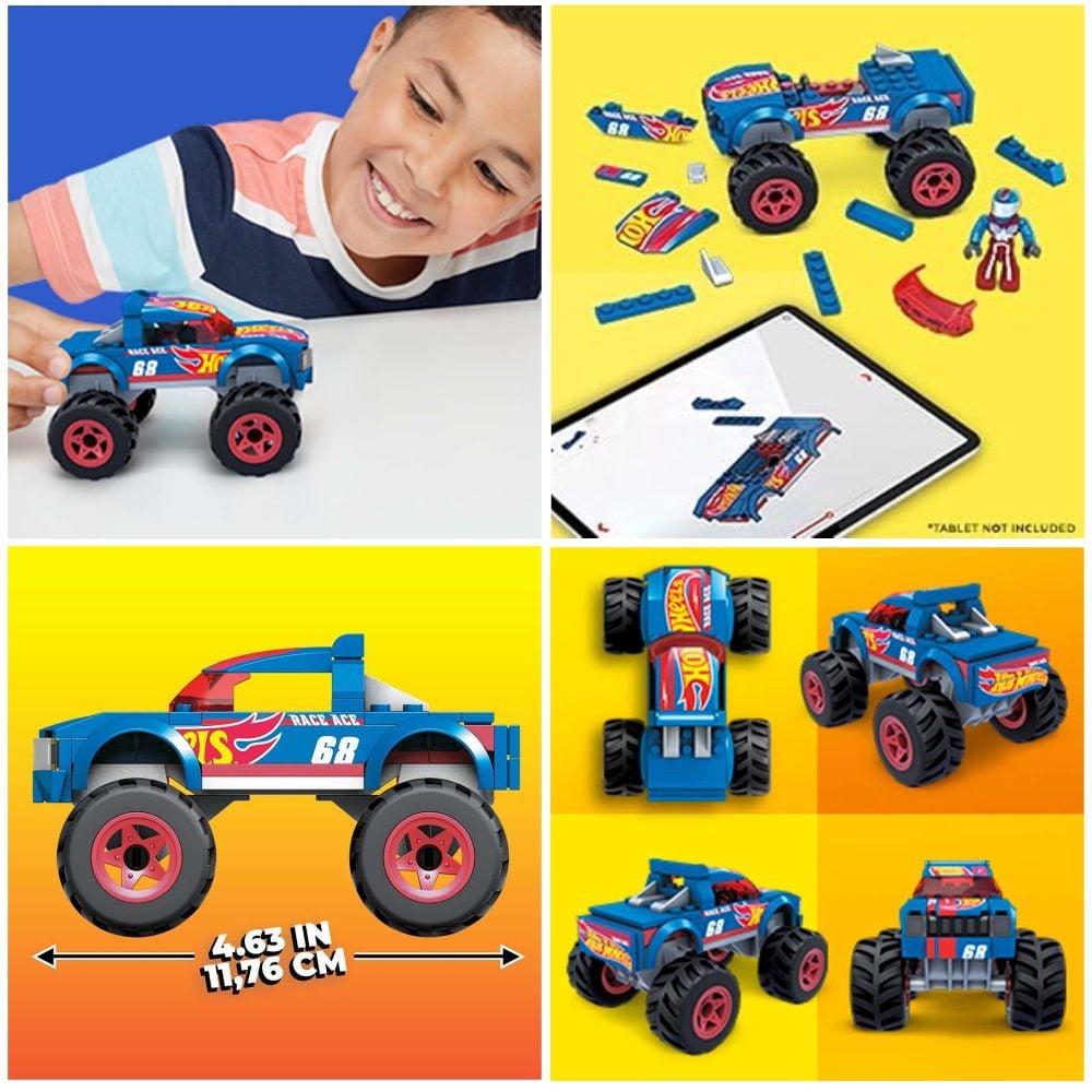 MEGABLOKS HOT WHEELS MONSTER TRUCK RACE ACE 69 PIEZAS - 4