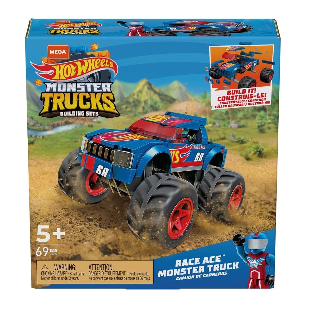 MEGABLOKS HOT WHEELS MONSTER TRUCK RACE ACE 69 PIEZAS - 6