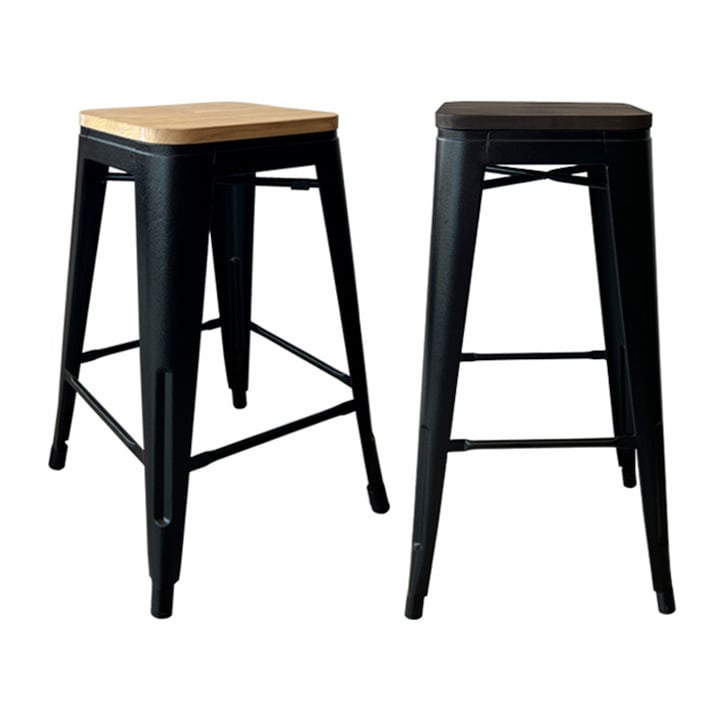 SILLA BAR VINTAGE NEGRO WOOD NATURAL H61 - 1