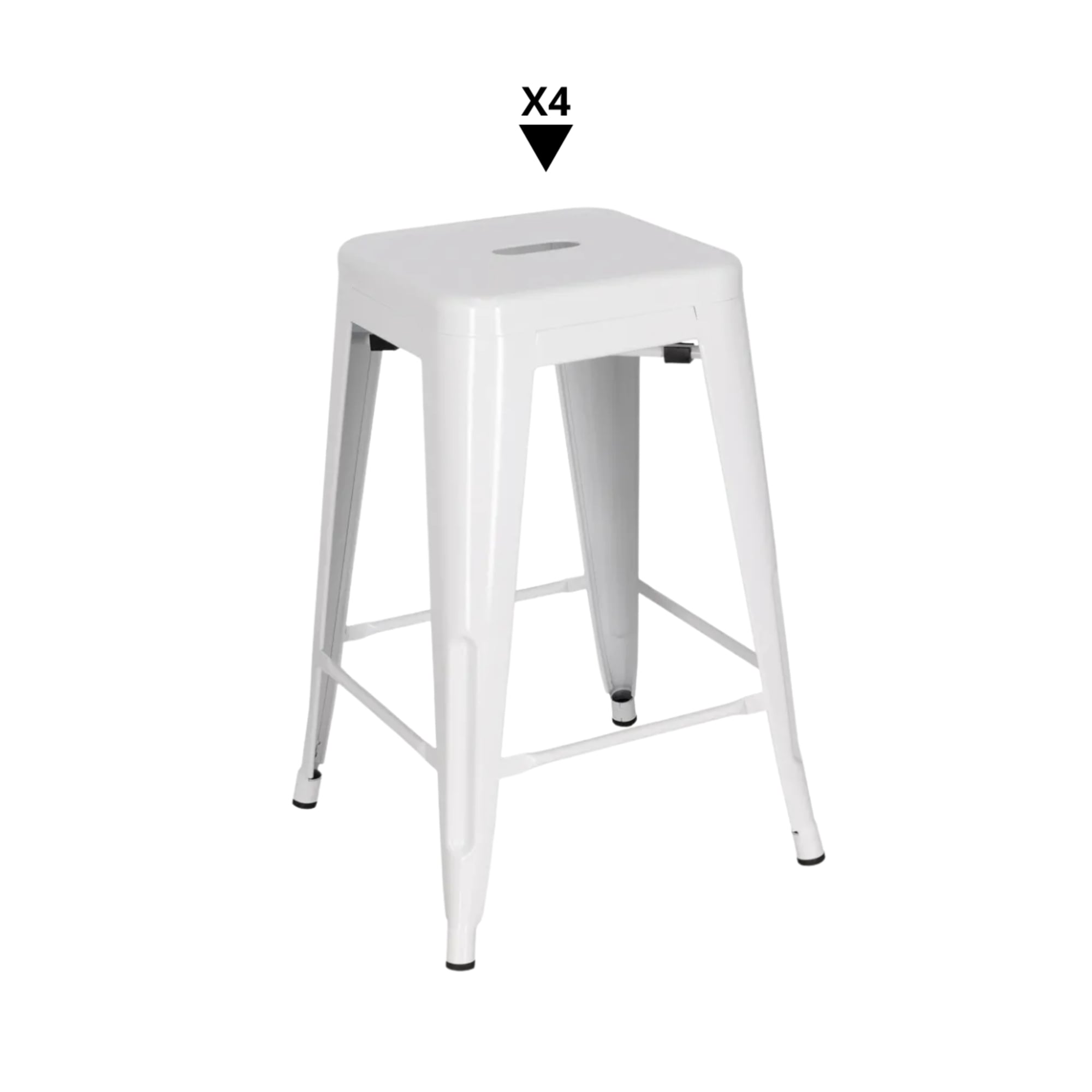 PACK DE 4 BANCOS VINTAGE BLANCO - 1