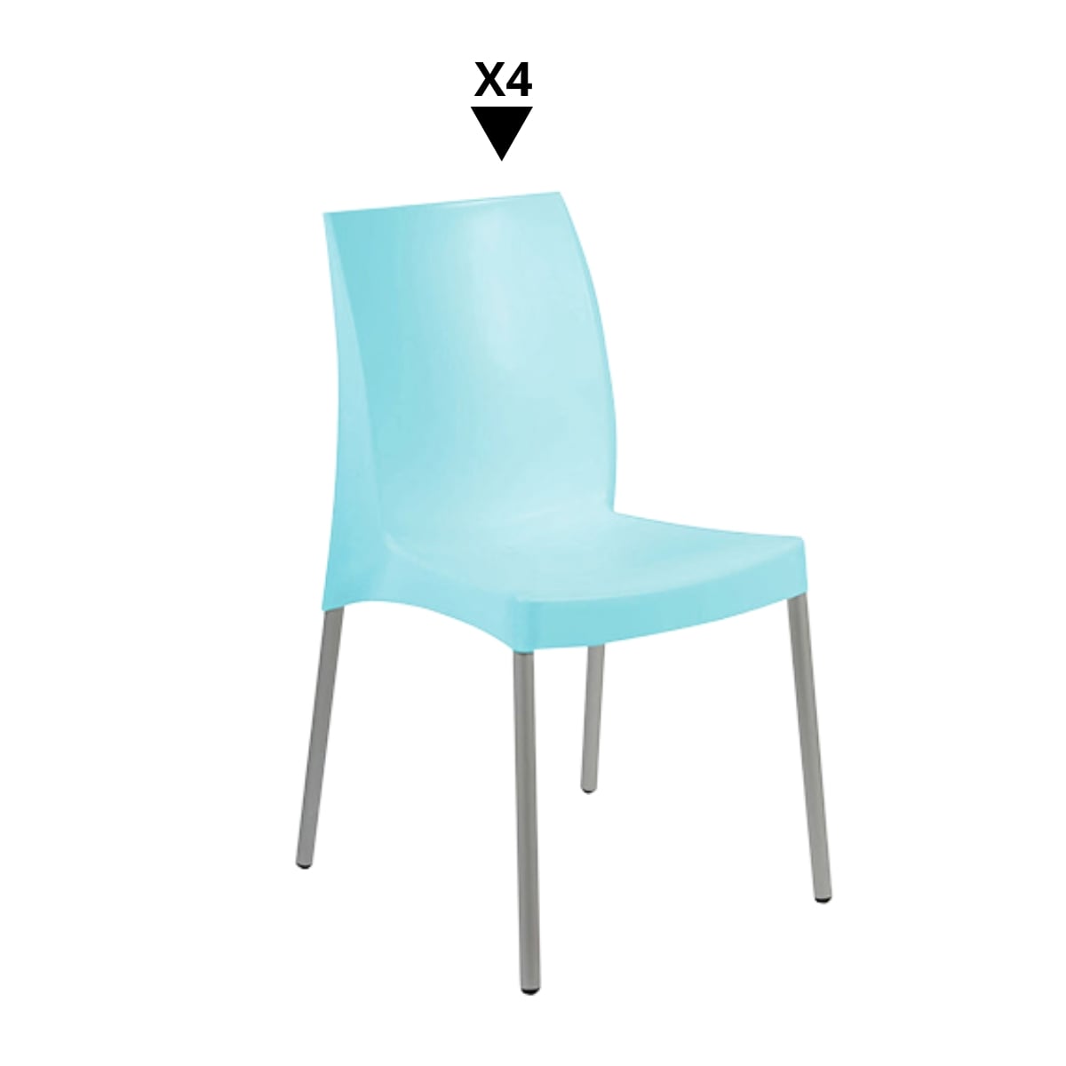 PACK DE 4 SILLAS ADA TURQUESA - ZIYAZ - 1