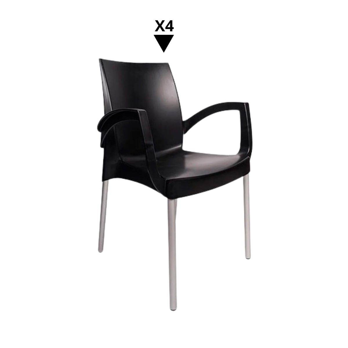 PACK DE 4 SILLA ADA CB NEGRO - ZIYAZ - 1