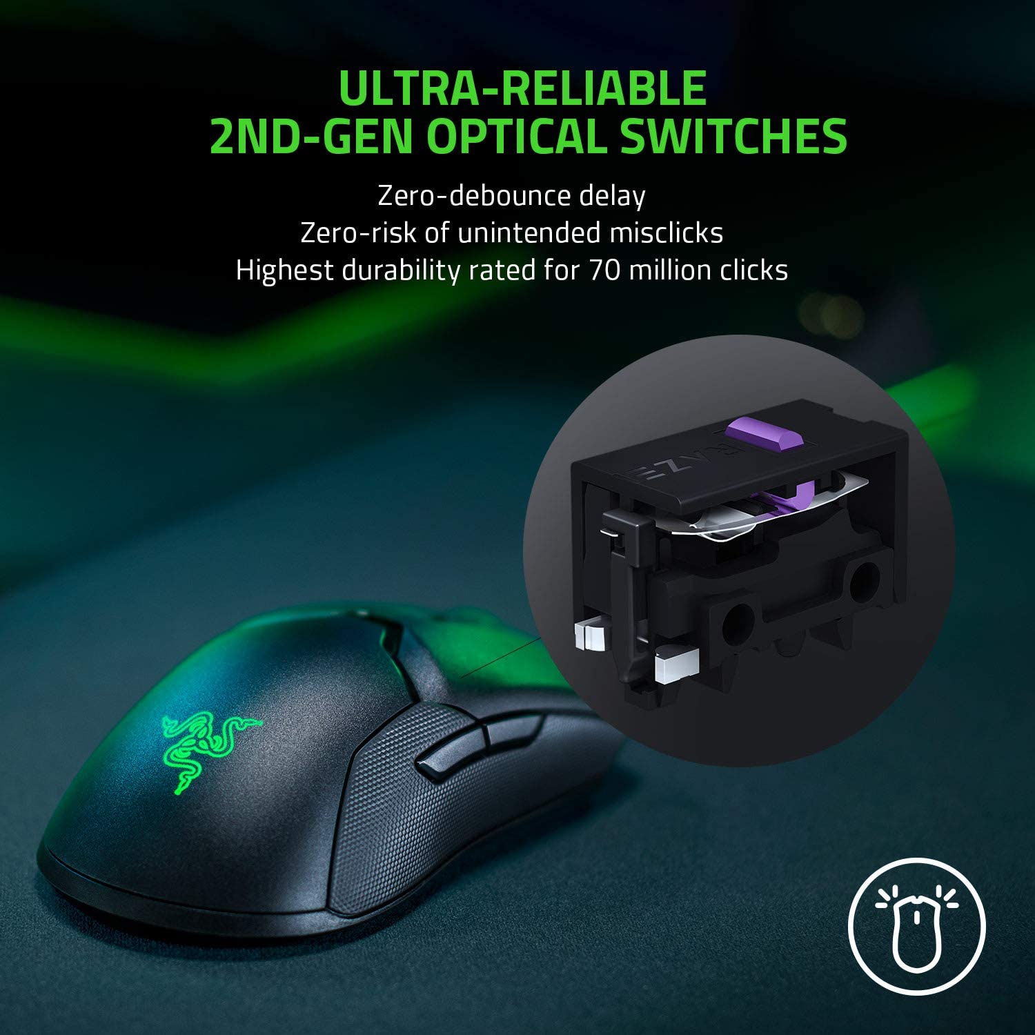 RAZER GAMING VIPER – MOUSE INALÁMBRICO CON SENSOR ÓPTICO DPI DE ENTRADA MÁS RÁPIDA - NEGRO - 2