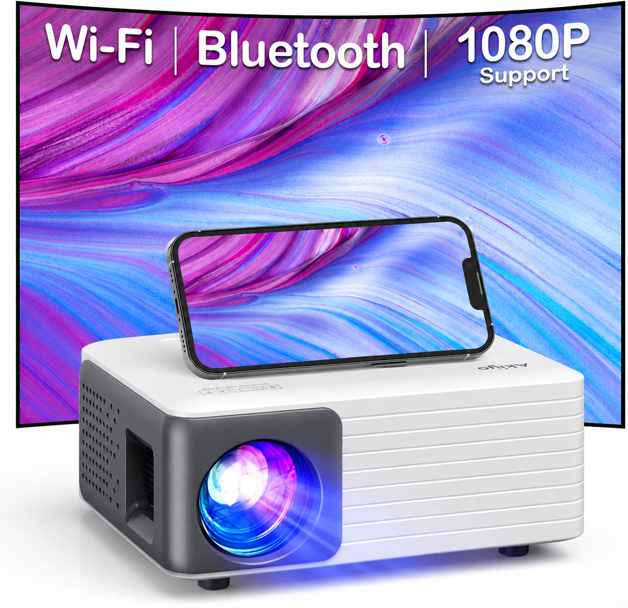 MINI PROYECTOR COMPRA FACIL WIFI Y BLUETOOTH 1080P SOPORTE PROYECTOR COMPATIBLE IOS / ANDROID / PORTÁTIL / TV STICK / HDMI / PS5 - 1