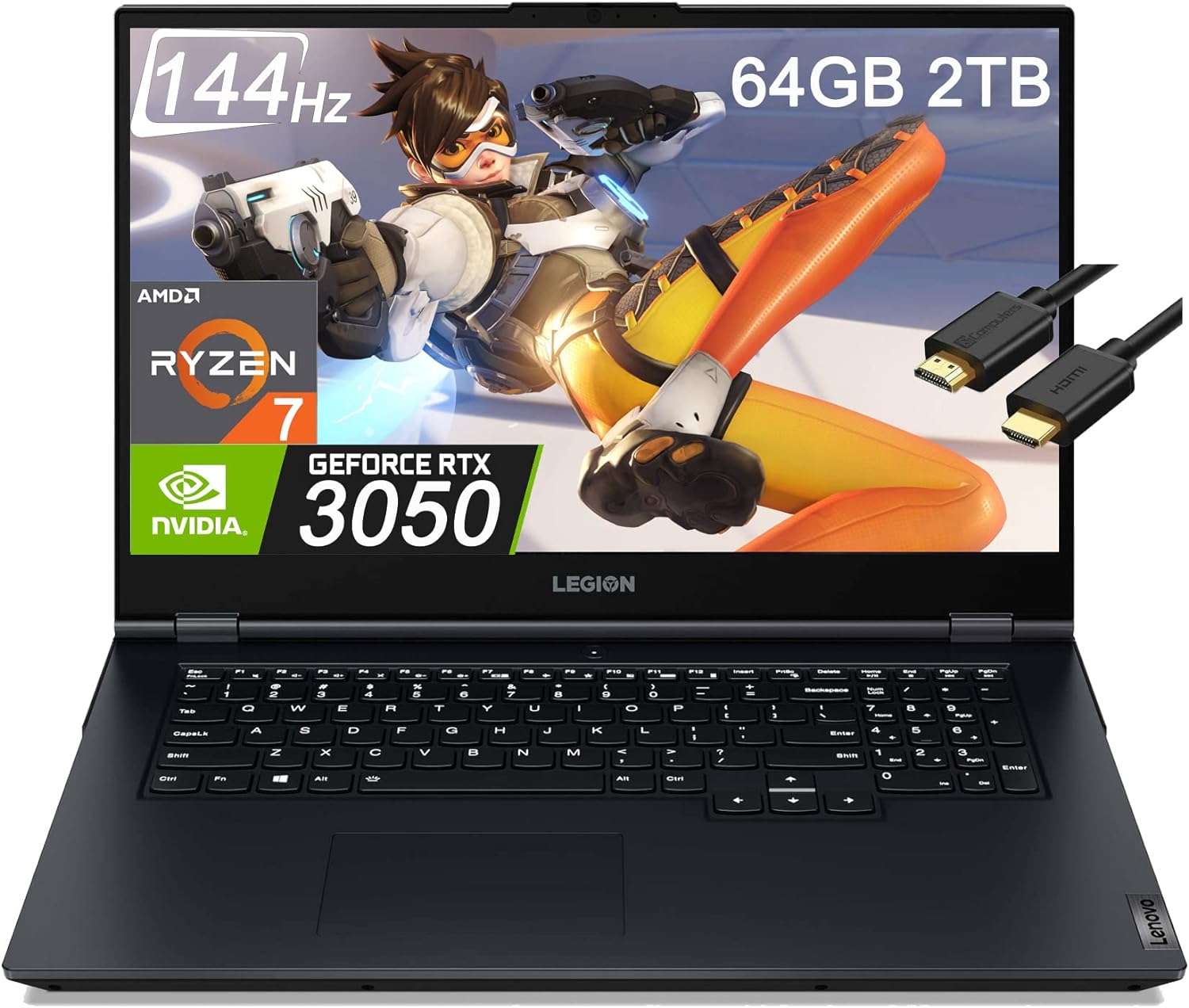 2023 LENOVO LEGION 5 17.3/'' FHD IPS 144HZ (AMD 8-CORE RYZEN 7-5800H, 64GB RAM, 2TB PCIE SSD, GEFORCE RTX 3050 4GB)LAPTOP GAMING